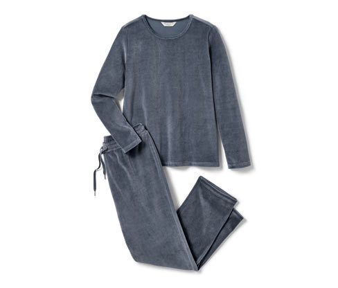 Tchibo - Pyžamo z plyšového úpletu - pro ženy - vel. S 36/38 - barva: modrá