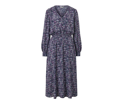 Tchibo - Květované midi šaty - pro ženy - vel. 36 - barva: modrá/květovaný