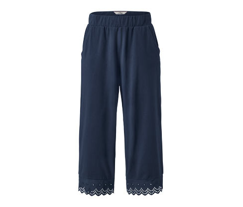 Tchibo - Kalhoty culotte s výšivkou - pro ženy - vel. S 36/38 - barva: modrá