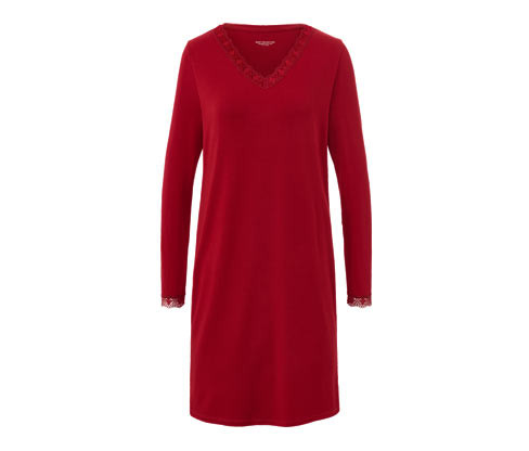 Tchibo - Noční košile s krajkovým lemováním - pro ženy - vel. S 36/38 - barva: červená