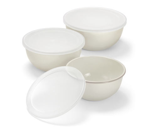 Tchibo - Sada smaltovaných mís na servírování a přípravu - barva: béžová