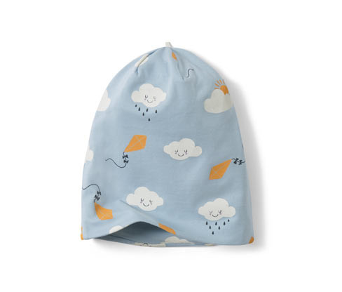 Tchibo - Dětská žerzejová čepice - pro ženy - vel. 49-52 cm - barva: modrá/s potiskem