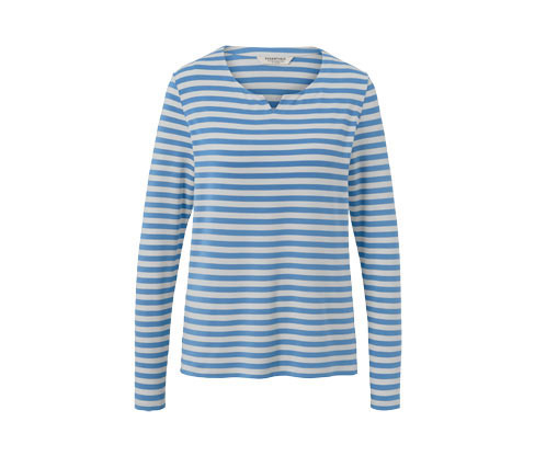 Tchibo - Proužkované triko s dlouhým rukávem - pro ženy - vel. XS 32/34 - barva: modrá