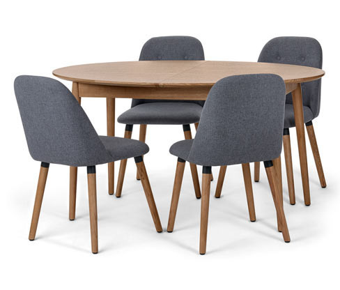 Tchibo - Jídelní stůl se 4 židlemi - barva: šedá