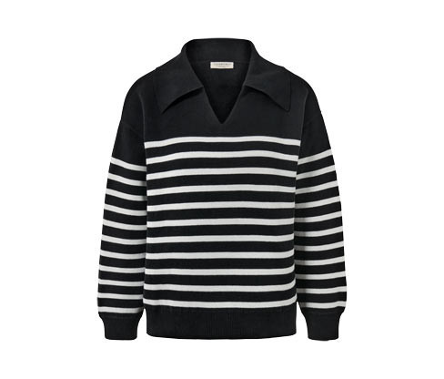 Tchibo - Svetr s límcem - pro ženy - vel. S 36/38 - barva: černá/s proužky