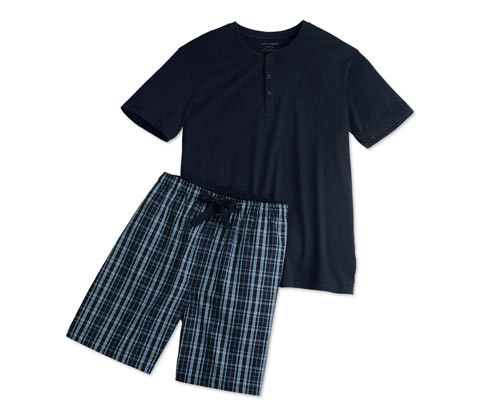 Tchibo - Krátké pyžamo - pro muže - vel. S 44/46 - barva: modrá/kostkovaný