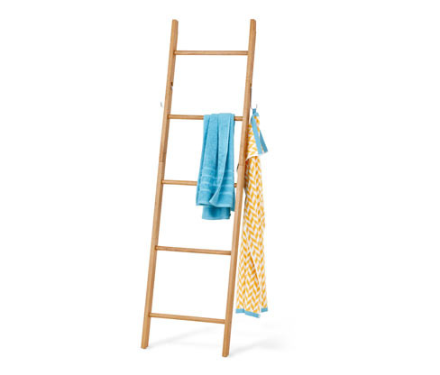 Tchibo - Žebříkový regál z dubového dřeva - barva: hnědá