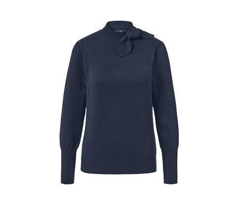 Tchibo - Svetr z jemné pleteniny s mašličkovým detailem - pro ženy - vel. S 36/38 - barva: modrá