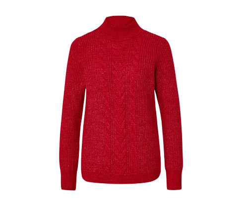 Tchibo - Svetr z hrubého úpletu s copánkovým vzorem - pro ženy - vel. S 36/38 - barva: červená