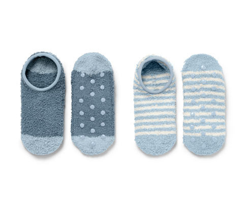 Tchibo - Ponožkové papuče - pro ženy - vel. 35-38 - barva: modrá/s proužky