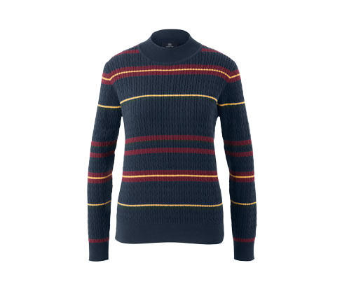 Tchibo - Svetr z jemného úpletu s copánkovým vzorem - pro ženy - vel. S 36/38 - barva: modrá/s proužky