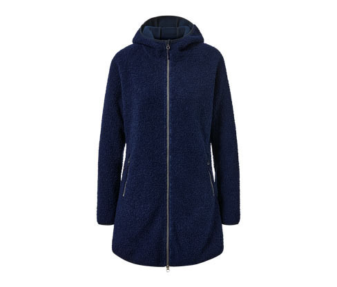 Tchibo - Plyšový kabát s kapucí - pro ženy - vel. XS 32/34 - barva: modrá