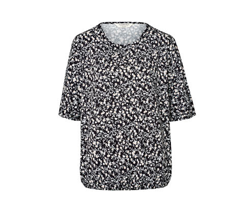 Tchibo - Halenkové triko s květinovým potiskem - pro ženy - vel. S 36/38 - barva: černá/květovaný