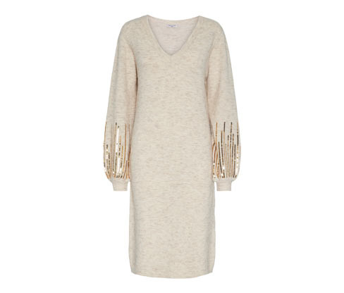 Tchibo - Pletené šaty s flitry - pro ženy - vel. XS 32/34 - barva: béžová