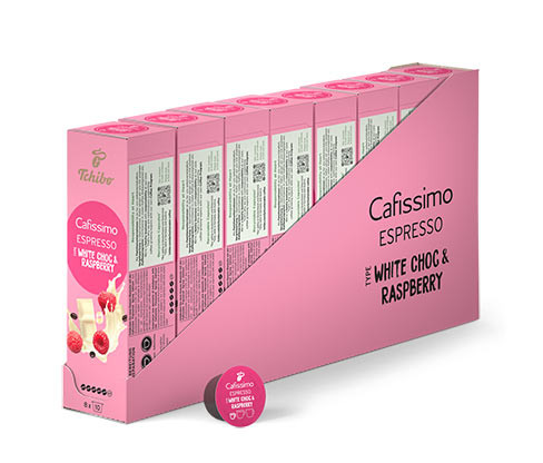 Cafissimo Flavoured Espresso – White Choc & Raspberry – 80 kapslí - Intenzita: 5/6