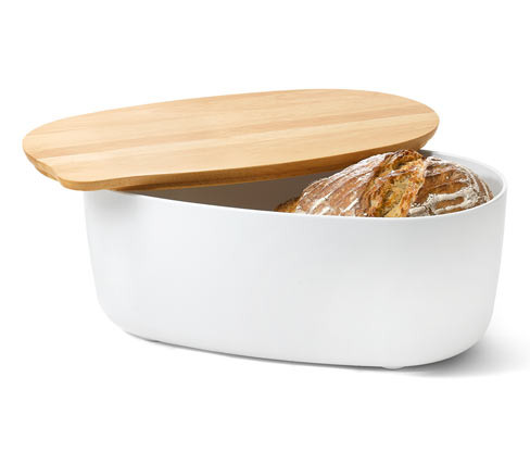 Tchibo - Chlebovka s krájecím prkénkem - barva: bílá