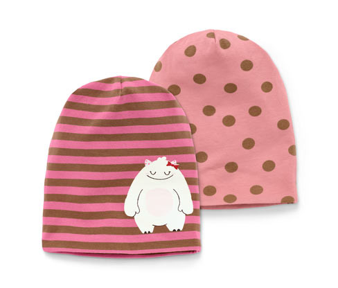 Tchibo - Čepice - pro ženy - vel. 49-52 cm - barva: růžová/s potiskem