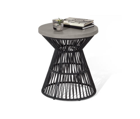 Tchibo - Odkládací stolek s polycementovou deskou a textilním výpletem - barva: černá