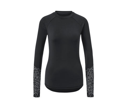 Tchibo - Funkční triko s dlouhým rukávem - pro ženy - vel. XS 32/34 - barva: černá/s potiskem