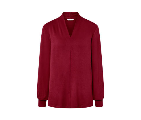 Tchibo - Triko s dlouhým rukávem a výstřihem do V - pro ženy - vel. S 36/38 - barva: červená