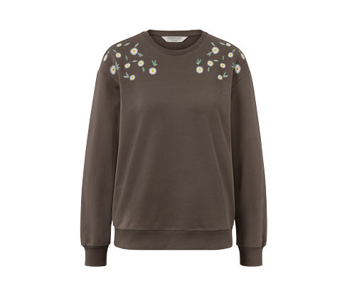Tchibo - Mikina s výšivkou - pro ženy - vel. XS 32/34 - barva: hnědá