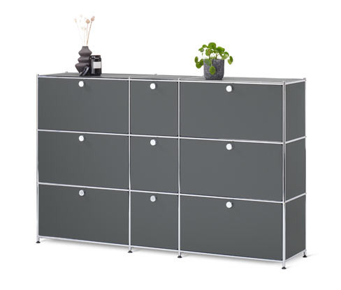 Tchibo - Komoda CN3 s 9 výklopnými dvířky - barva: šedá