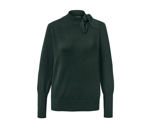 Tchibo - Svetr z jemné pleteniny s mašličkovým detailem - pro ženy - vel. S 36/38 - barva: zelená