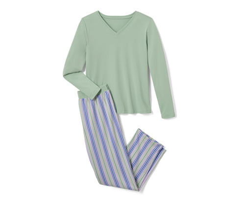 Tchibo - Pyžamo - pro ženy - vel. S 36/38 - barva: zelená/s proužky