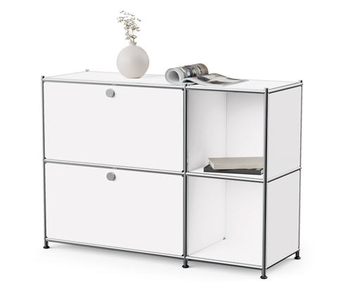 Tchibo - Kovová odkládací skříňka »Cn3« se 2 výklopnými dvířky - barva: šedá