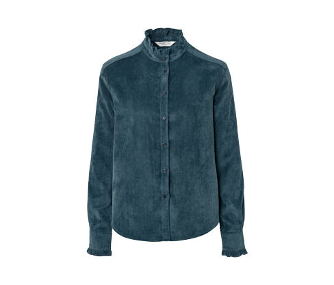 Tchibo - Manšestrová halenka s volánkovými detaily - pro ženy - vel. 36 - barva: modrá