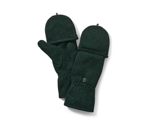 Tchibo - Odklápěcí palčáky z pleteného fleecu - pro ženy - vel. 6,5 - barva: zelená