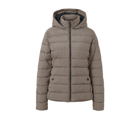 Tchibo - Prošívaná bunda s kapucí a potiskem - pro ženy - vel. 36 - barva: černá/s potiskem