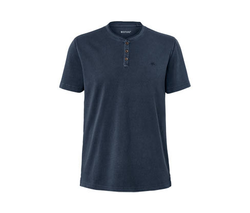 Tchibo - Tričko henley s krátkým rukávem »Mustang« - pro muže - vel. S 44/46 - barva: modrá