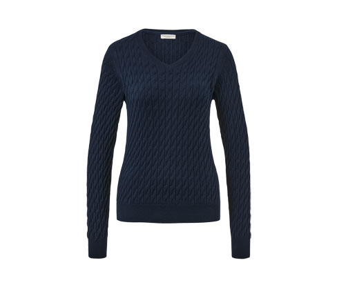 Tchibo - Svetr s copánkovým vzorem - pro ženy - vel. S 36/38 - barva: modrá