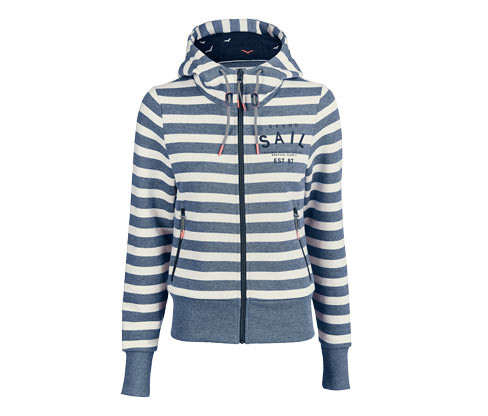 Tchibo - Mikina s kapucí - pro ženy - vel. XS 32/34 - barva: modrá/s proužky