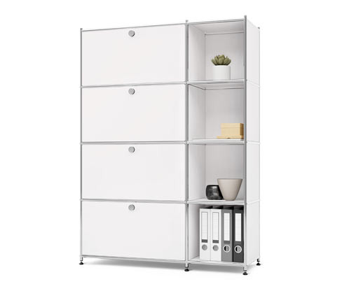 Tchibo - Kovový regál CN3 se 4 výklopnými dvířky - barva: bílá