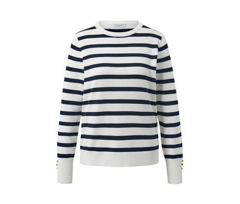 Tchibo - Pruhovaný svetr z jemného úpletu - pro ženy - vel. S 36/38 - barva: modrá/s proužky