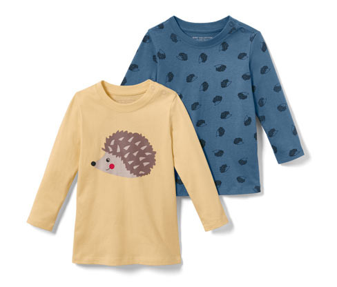 Tchibo - Dětská trička s dlouhým rukávem - pro miminko - vel. 50/56 - barva: modrá/s potiskem