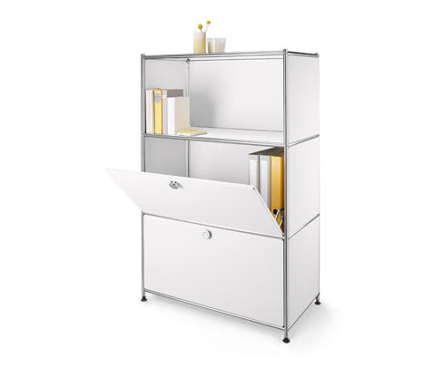 Tchibo - Kovový regál CN3 se 2 výklopnými dvířky - barva: bílá