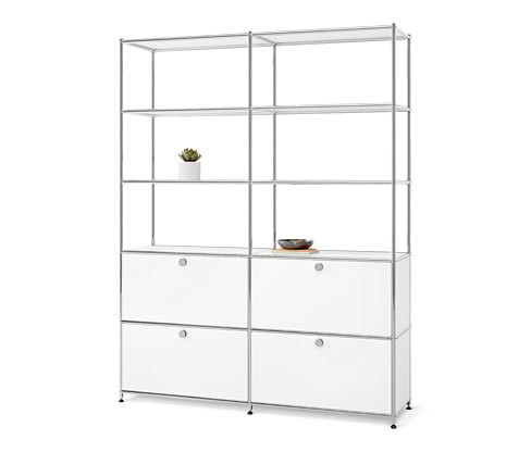 Tchibo - Vysoký kovový regál »Cn3« se 4 výklopnými dvířky - barva: bílá