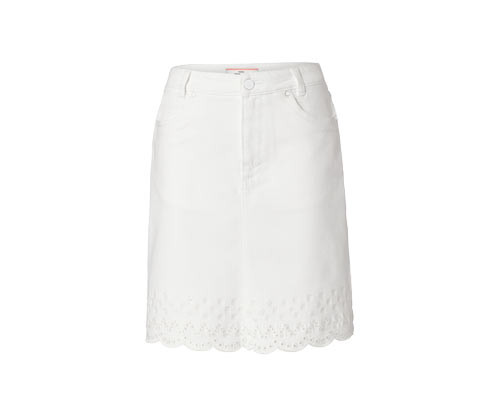 Tchibo - Džínová sukně s výšivkou - pro ženy - vel. 36 - barva: bílá