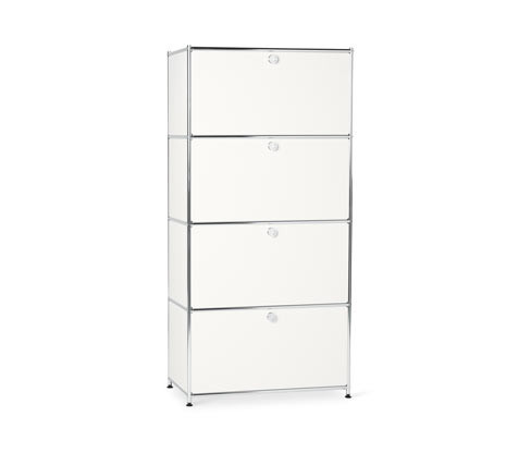 Tchibo - Kovová vysoká skříňka CN3 se 4 výklopnými dvířky - barva: bílá
