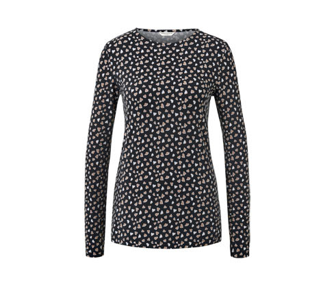Tchibo - Triko s dlouhým rukávem s celopotiskem - pro ženy - vel. S 36/38 - barva: černá/s potiskem