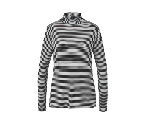 Tchibo - Halenkové triko se stojáčkem a proužky - pro ženy - vel. S 36/38 - barva: černá/s proužky