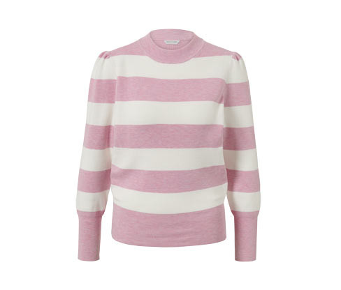 Tchibo - Svetr s nabíranými rukávy - pro ženy - vel. XS 32/34 - barva: bílá/s proužky