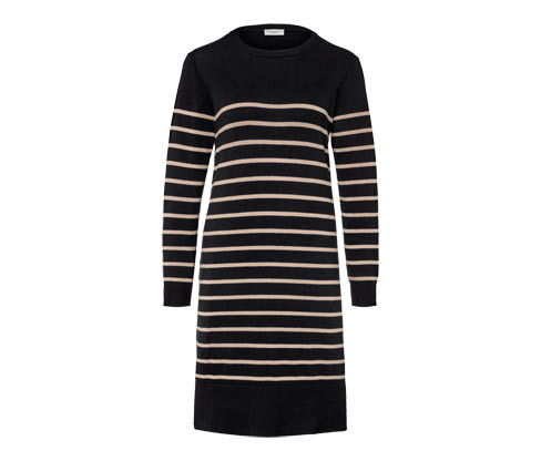 Tchibo - Šaty z jemného úpletu s proužky - pro ženy - vel. S 36/38 - barva: černá/s proužky