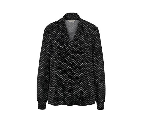 Tchibo - Triko s dlouhým rukávem a výstřihem do V - pro ženy - vel. S 36/38 - barva: černá/s potiskem