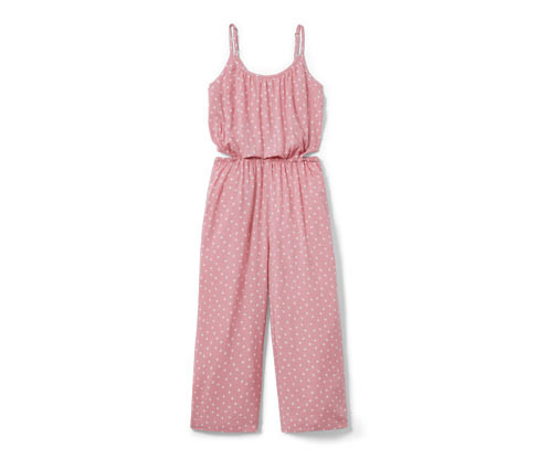 Tchibo - Dívčí tkaný overal v 7/8 délce - vel. 122/128 - barva: béžová/s puntíky