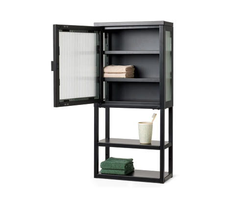 Tchibo - Nástěnná skříňka se skleněnými dvířky - barva: černá