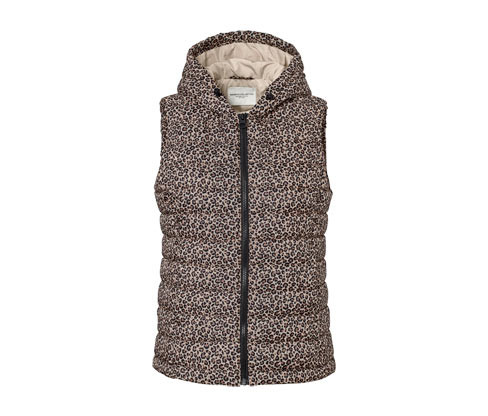 Tchibo - Prošívaná vesta s kapucí a potiskem - pro ženy - vel. 36 - barva: černá/s potiskem